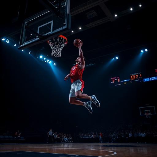 Basketball action shot