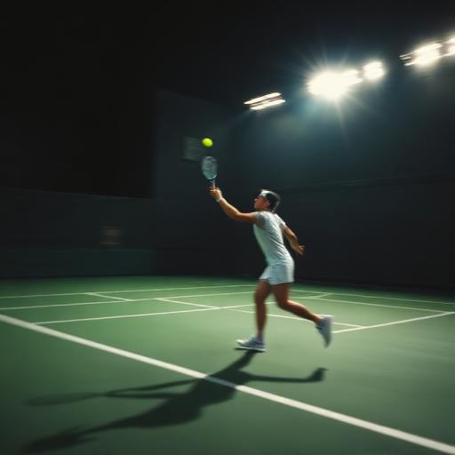 Tennis action shot